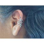 Sterling silver leaves earring cuff