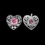 925 Sterling Silver Heart Earrings, Cubic Zirconia Earrings, Pink Earrings, Diamond Heart Earrings