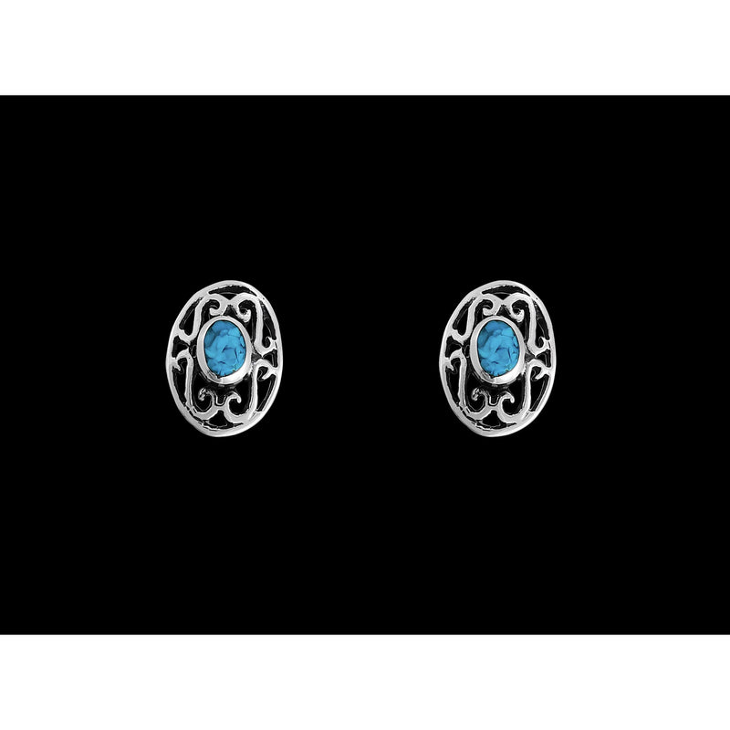 Turquoise Scroll Earrings • 925 Sterling Silver • Southwest Inspired