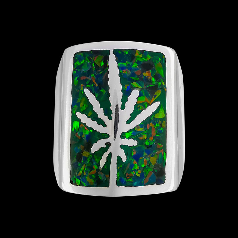 Mary Jane Ring, 925 Sterling Silver Ring, Green Opal Cannabis Ring, Pot Leaf Ring, Pot Leaf Jewelry, Marijuana Ring