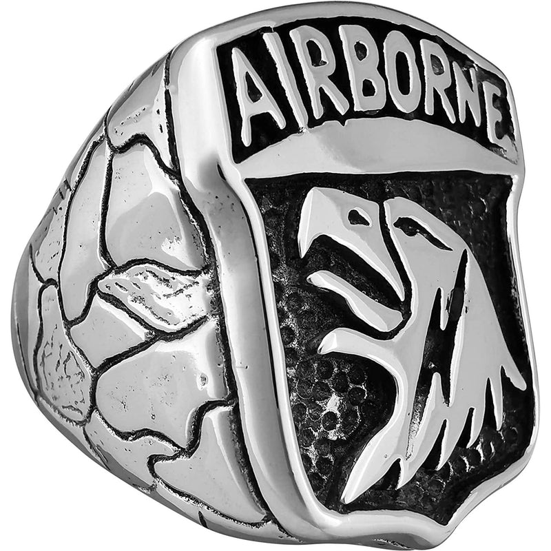 Airborne Ranger Ring, 925 Sterling Silver Ring, R54 Ring, Size 10 Ring, G&S Rings, Army Ring, Screaming Eagles, Old Abe