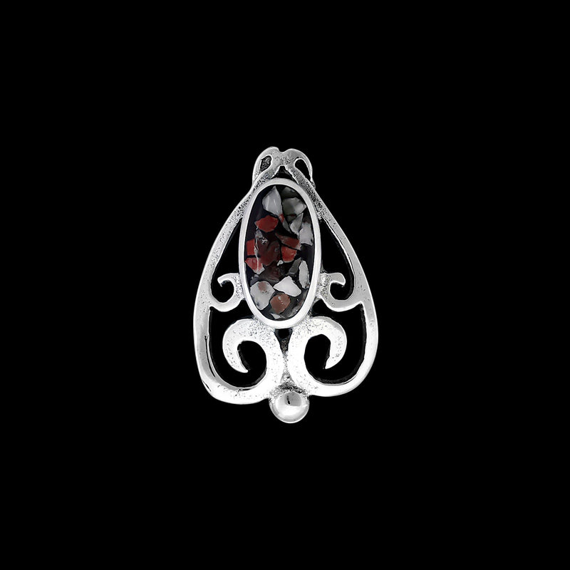 925 Sterling Silver Scrollwork Pendant inlaid with Wild Horse Magnesite