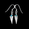 Native American Shell Earrings • Turquoise Accents • Sterling Silver Arrowhead Design