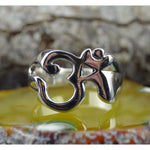 Wide band sterling silver ring with OM design in sizes 6, 7, 8, 9, 10