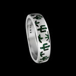 Saguaro Cactus Ring • Sterling Silver • Navajo Handmade • Malachite Inlay