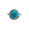 Size 3.5-925 Sterling Silver Round Sleeping Beauty Turquoise Cabochon Ring, Braided Border Design, Handmade Gemstone Jewelry, Navajo Solitaire Stone Band