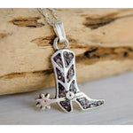 Southwestern Sterling Silver & Wild Horse Cowboy Boot Pendant