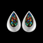 Opal Earrings • 925 Sterling Silver • Colorful Gemstone Studs