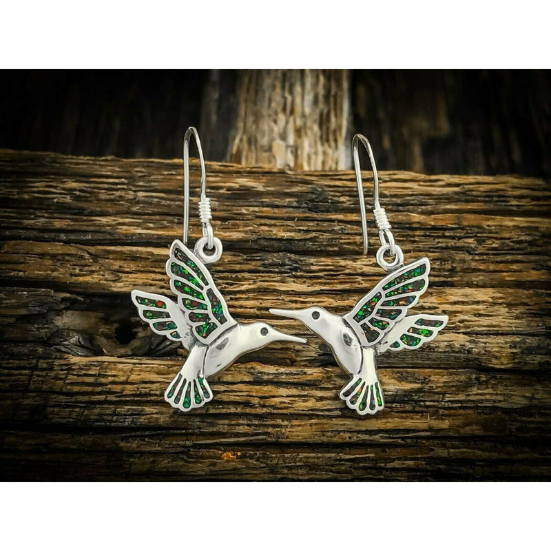 Hummingbird Earrings • 925 Sterling Silver • Navajo Handmade Jewelry • Bird Design