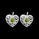 925 Sterling Silver Heart Earrings, Peridot Earrings, Green Earrings, Diamond Heart Earrings