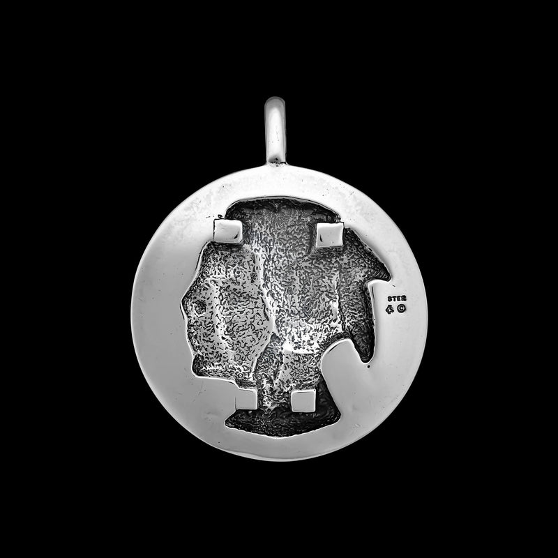 Indian Head Pendant, 925 Sterling Silver Pendant, James Fraser Pendant, Nickel Pendant