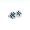 925 Sterling Silver Round Dragonfly Stud Earrings inlaid Blue Opal