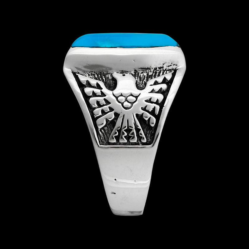 Thunderbird Ring • Kingman Turquoise • 925 Silver • Handmade by Edward Johnson • Size 11.25