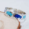 Sterling Silver Buffalo Ring • Turquoise and Lapis Lazuli Inlay • Running Bison Band • Tatanka Ivanbito • Navajo Handmade