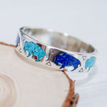 Sterling Silver Buffalo Ring • Turquoise and Lapis Lazuli Inlay • Running Bison Band • Tatanka Ivanbito • Navajo Handmade