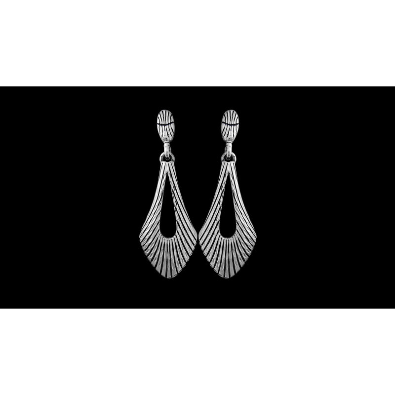 925 Sterling Silver Vintage Earrings • 1950s Design • Diamond Cut Details