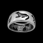 Size 10-925 Sterling Silver Wolf Poses Ring, Detailed Wolf Design, Handmade Nature Band, Handcrafted Animal Jewelry