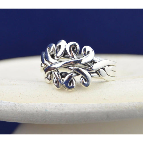 4 piece Sterling Silver Puzzle Ring in sizes 6, 7, 8, 9, 10