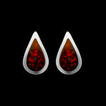 925 Sterling Silver Teardrop Earrings, Red Opal Earrings, Rain Drop Earrings, Studs, Posts