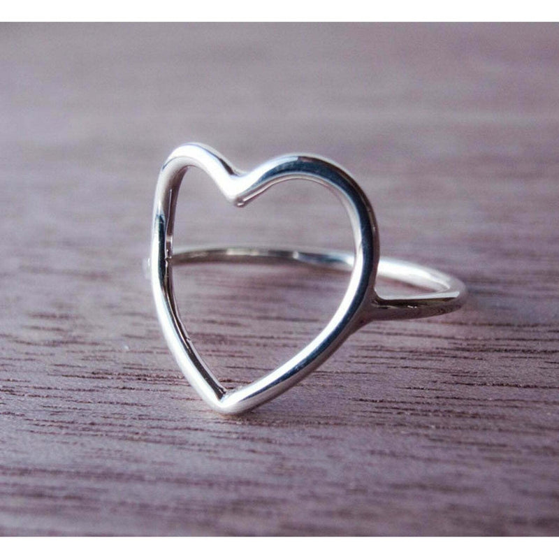 Hollow Heart Sterling Silver Ring