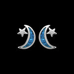 Celestial Moon Earrings • Sterling Silver • Starry Night • Navajo Handmade