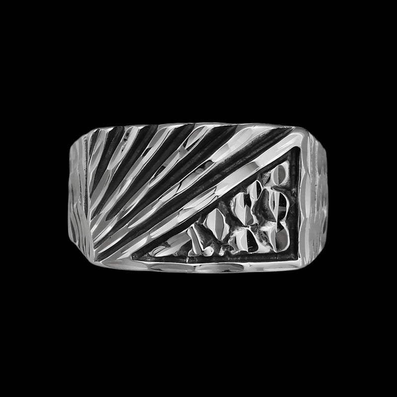 925 Sterling Silver Flag Ring • Diamond Cuts • Abstract Flag Design • Navajo Handmade • Size 11