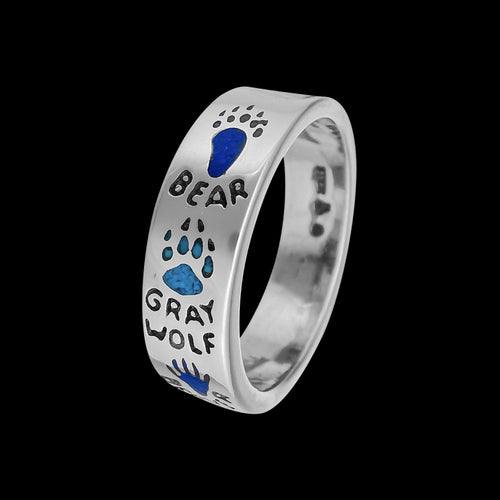 Animal Tracker Ring - 925 Silver - Navajo - Mustang, Bear, Horse, Moose