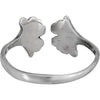 Sterling silver bohemian adjustable ring with two Ginkgo Biloba leaves