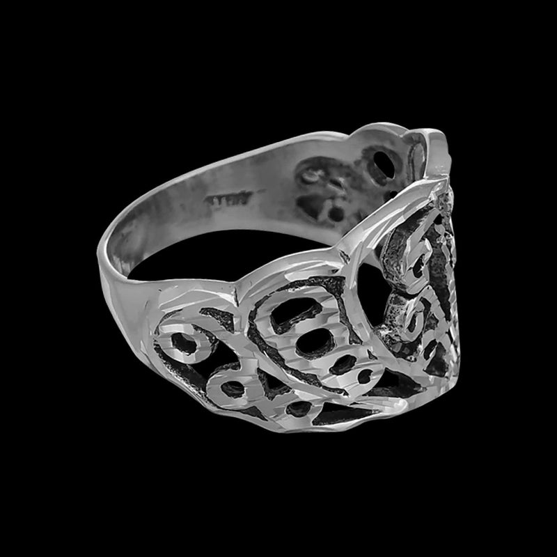 Sterling Silver Diamond Cut Filigree Heart Ring